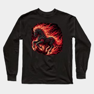 Flaming Heavy metal horse Long Sleeve T-Shirt